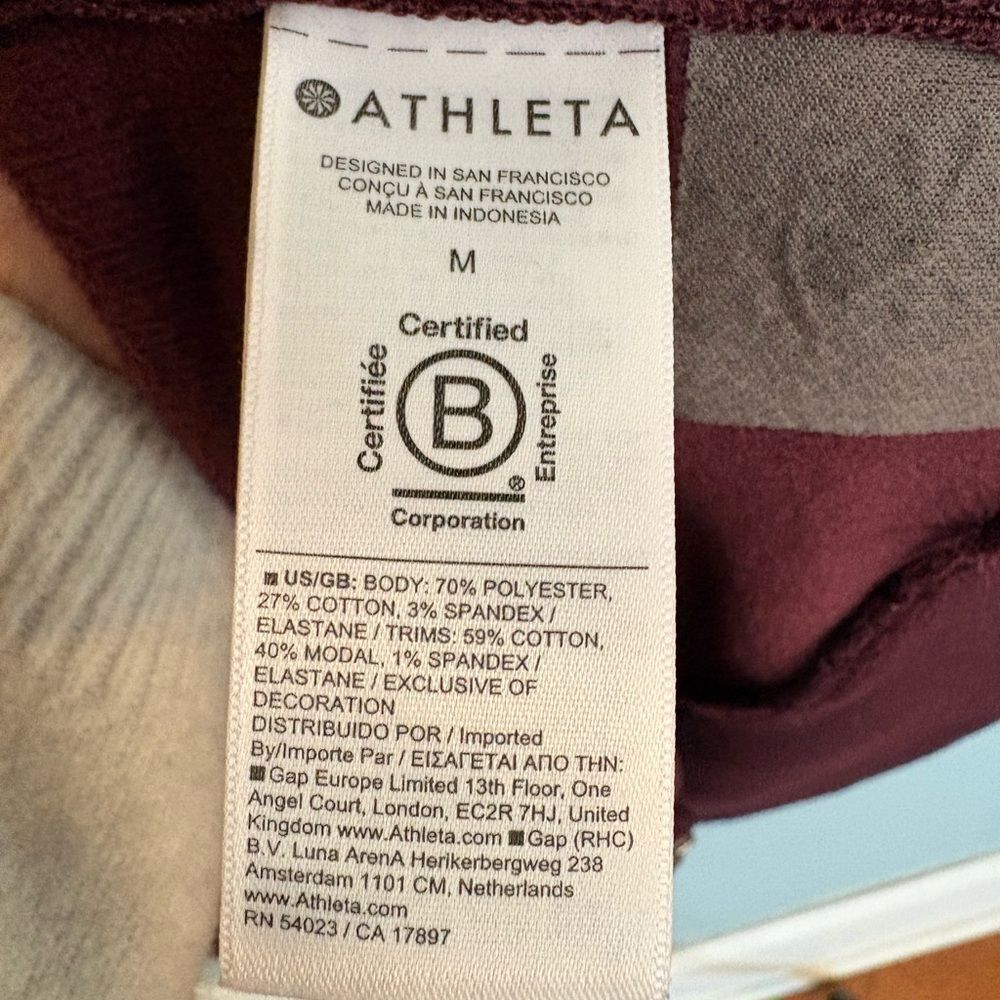ATHLETA Cozy Karma 1/4 Zip Sweatshirt Burgundy Size Medium - Picture 3 of 5
